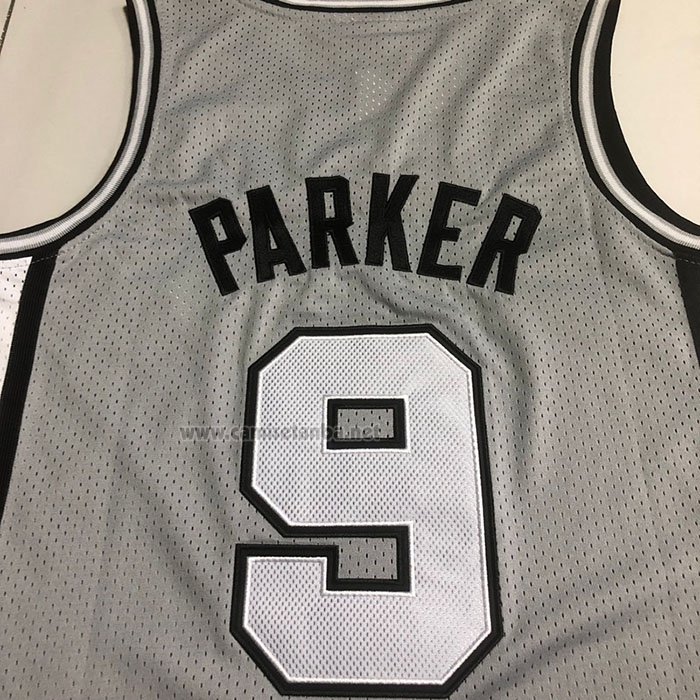 Camiseta San Antonio Spurs Tony Parker #9 Hall Of Fame Mitchell & Ness 2001 Gris